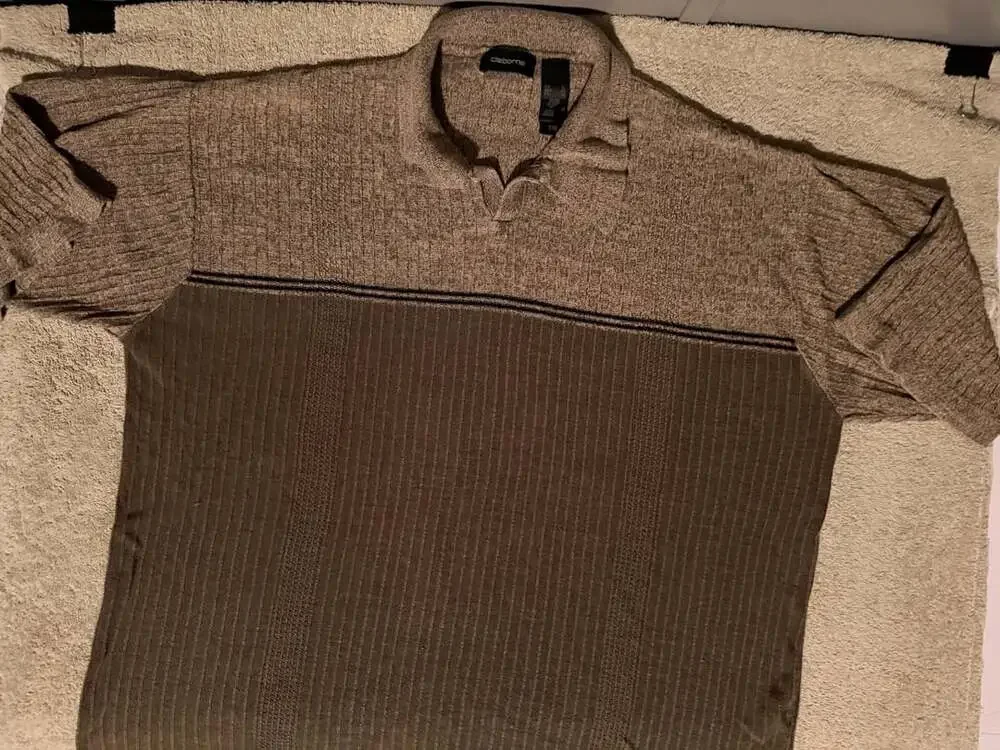 Claiborne Ribbed Knit Polo Shirt Size XL Green Silk Blend